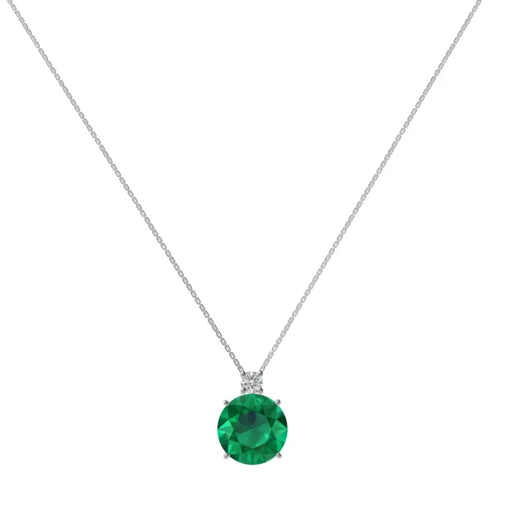 Diamond Crest Emerald Necklace in 18k Gold