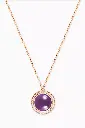  Amethyst Necklace in 18kt Rose Gold-features an amethyst stone and a halo of diamonds