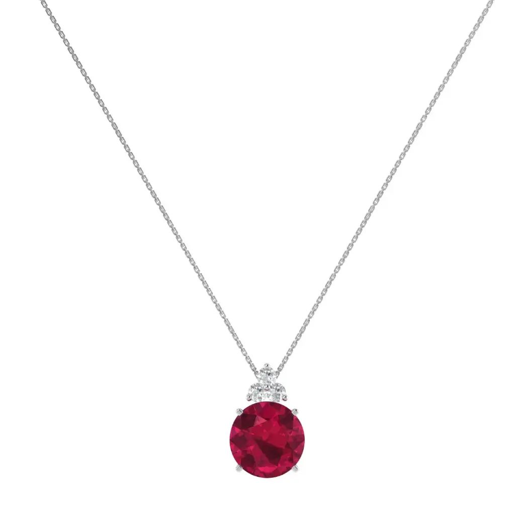 Trinity Sparkle Ruby Necklace in 18k Gold