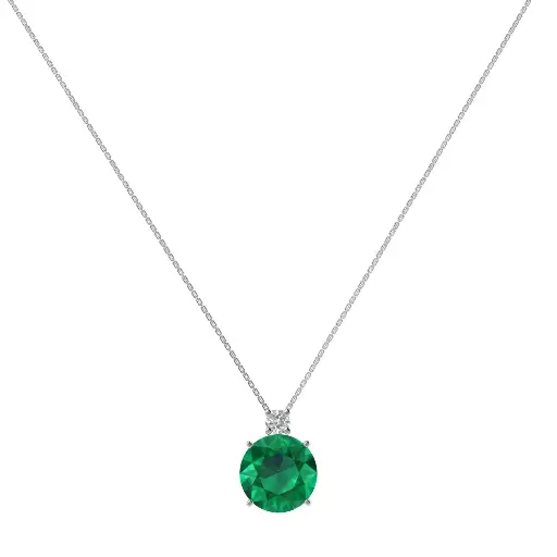 Diamond Crest Emerald Necklace in 18k Gold