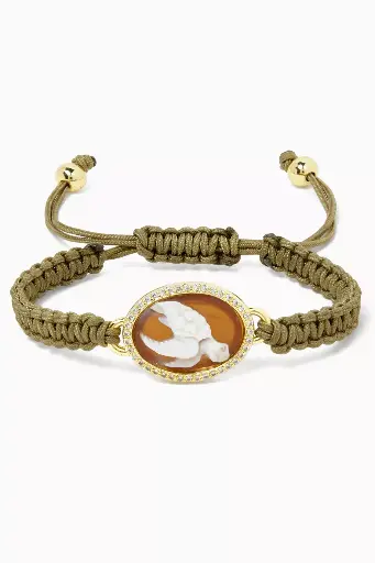 -حجر الهيماتيت (Hematite) 🖤✨Turtle Cameo & Crystal Bracelet in Sterling Silver